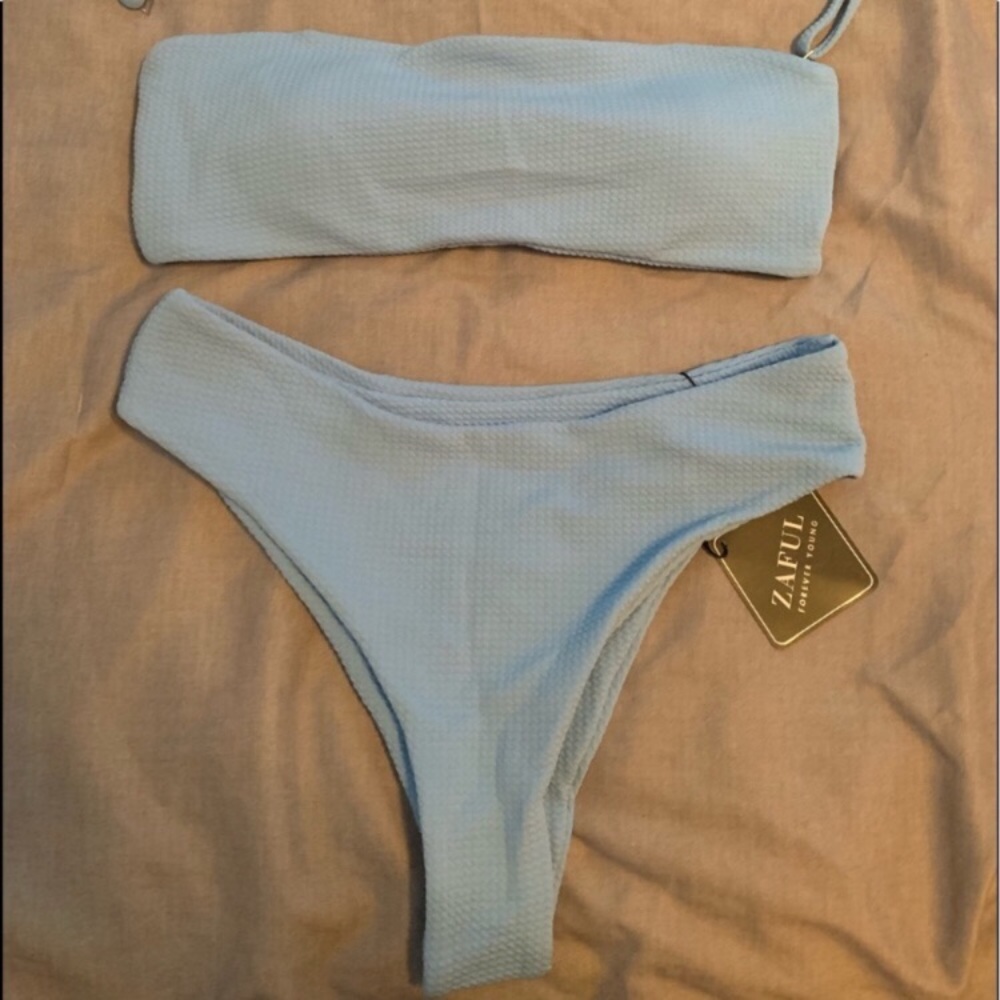 Zaful Blue Bandeau Bikini
